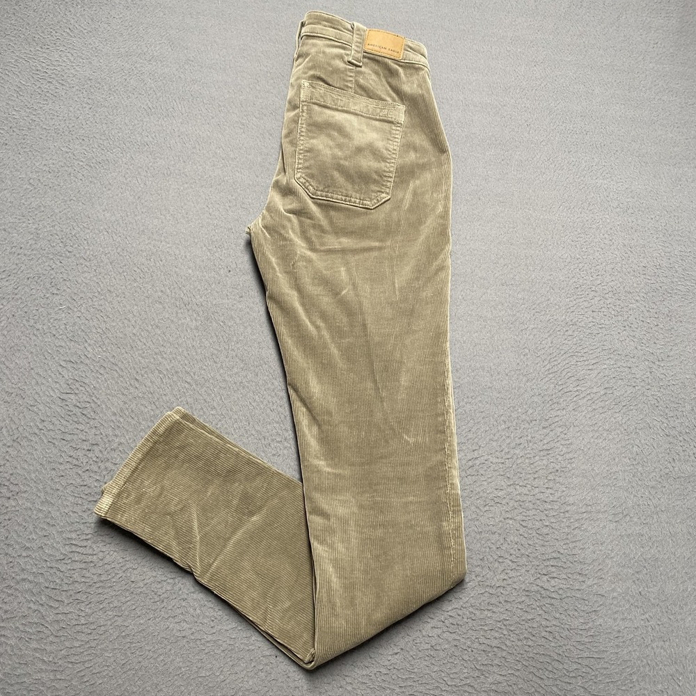 American Eagle Jeans Womens 4 Long Green Hi Rise Jegging Super Stretch Corduroy